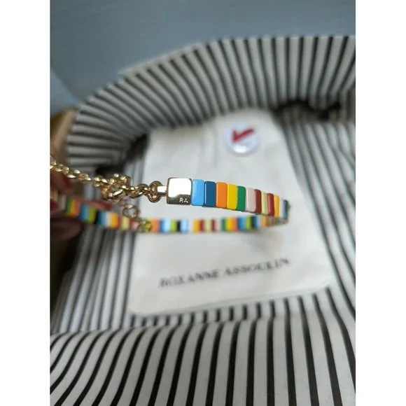 Roxanne Assoulin Necklace Choker Rainbow Brite Bit x Bit Enamel Multicolor NEW! - Picture 5 of 6